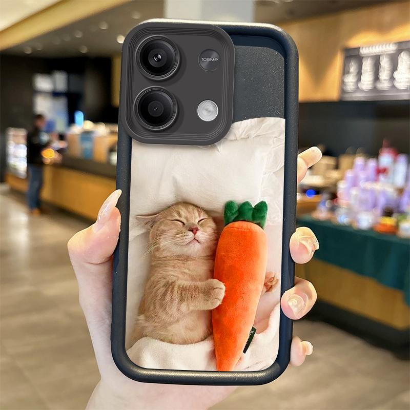 Funny Cute Cat Phone Case For Redmi Note 13 12 Pro Plus Note 13 12 11 10 9 Pro 14C 12C 10C 9C A3 A2 A1 Silicone Shockproof Cover
