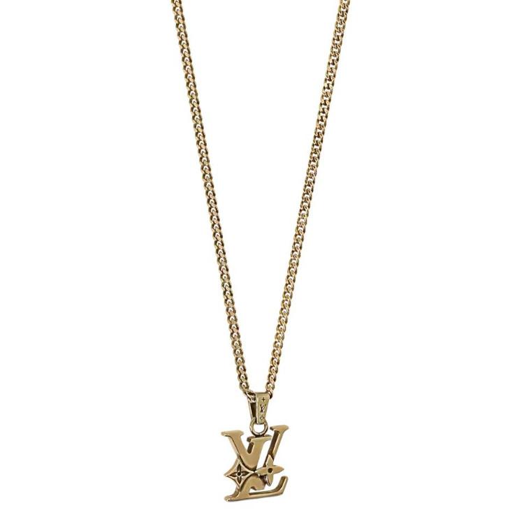 Louis Vuitton Diseño de Combinación de Letras Collar de Metal Collar para Hombre Dorado M03779