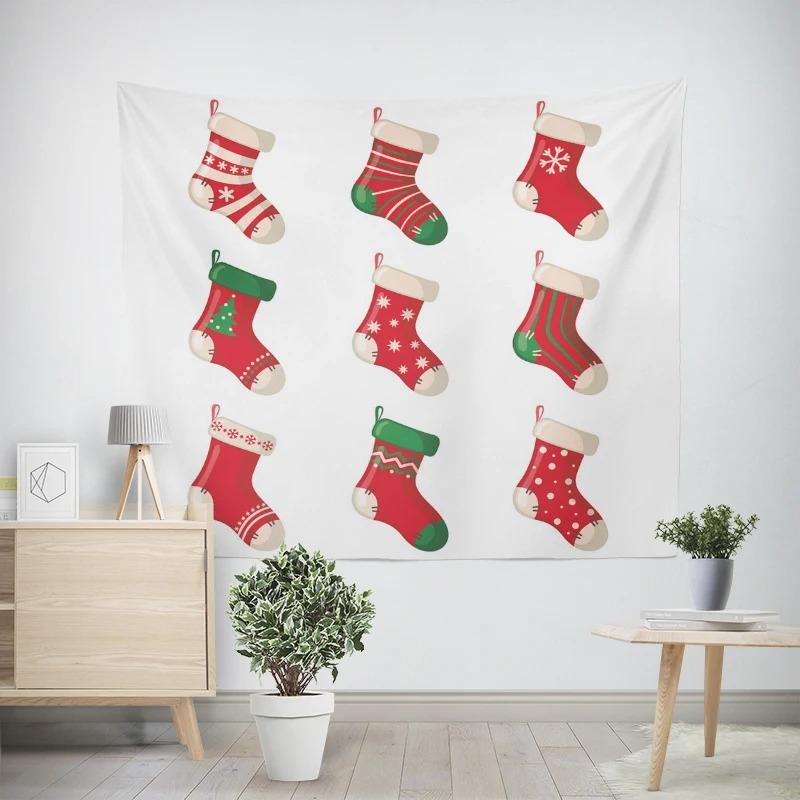 Christmas New Year Socks Pattern Living Room Bedroom Decorative Tapestry