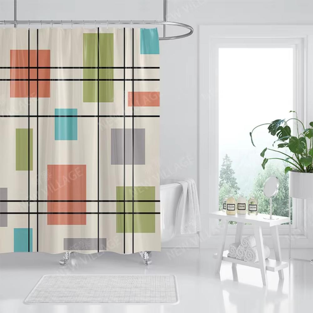 VIKAMA Nordic Minimalist Printed Shower Curtain, Water-Proof And Washable. For Bathroom Windows, Bathtub Bath Curtain Home Decor