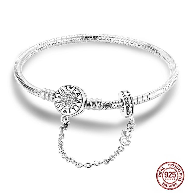 Bracelet Silver 925 Original 17-20CM Star Moon Heart Butterfly Paw Print Zircon Bracelets Fit DIY Charms Birthday Jewelry Gifts