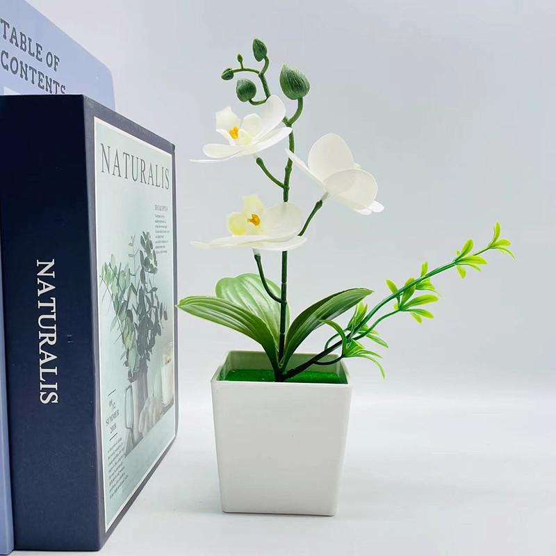 Artificial Potted Plants Artificial FlowersThree Phalaenopsis Orchids Square POTS Artificial Flower Ornaments