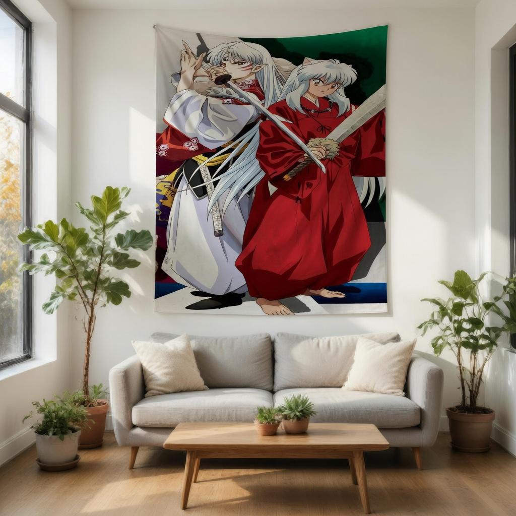 Sesshōmaru Anime Wandteppich Langlebig Einfach aufzuhängen Wandkunst für Schlafzimmer Wohnzimmer Studio Einzigartiges Geschenk für Anime-Fans