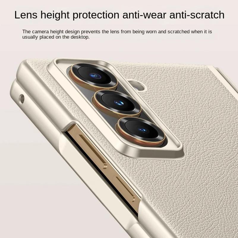 Luxus Business Leder mit Displayschutzglas Handyhülle für Samsung Galaxy Z Fold 7 Federgelenk Schutzhülle