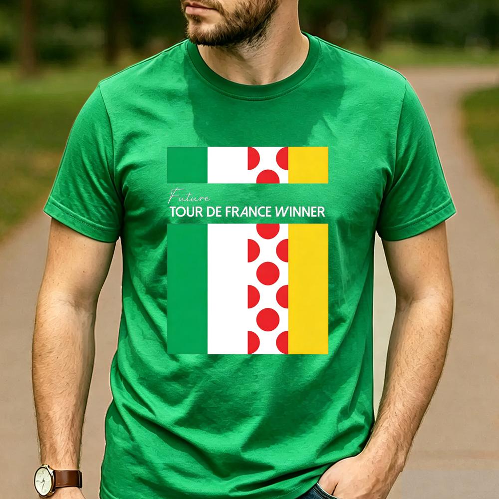 2026 Cyclist Fan Cotton T Shirt Future Tour De France Winner Ireland Flag Polka Dot Jersey Graphic Unisex Road Bike Sports Tee