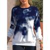 GMXIA Herbst Damen Batik Bedrucktes Oberteil Rundhals mit Schulter Langarm Lässig Locker Schutz