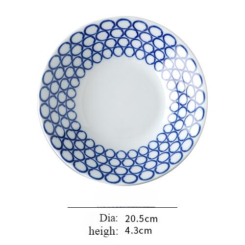1pc Japanese Style High Temperature Underglaze Color Ceramic Dish, Round Hand-painted Porcelain Tableware for Home Restaurant 4 Style