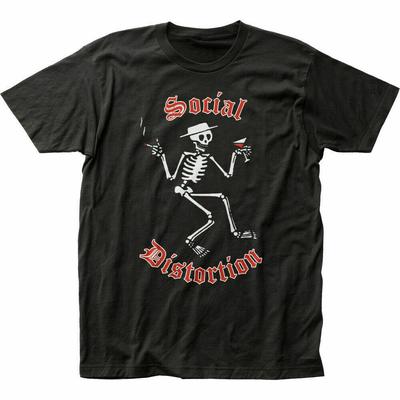 26 Camiseta com Logo Skelly Social Distortion Masculina Licenciada Rock N Roll Retro Preta Camiseta Unissex
