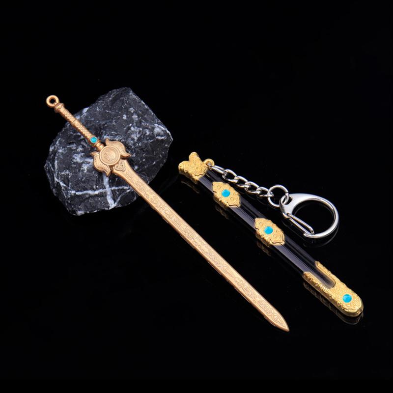 1Pcs Unopened Blade Pendant Keyring Zinc Alloy Metal  Of Famous Ancient Sword Keychain Charms Children'S Gifts
