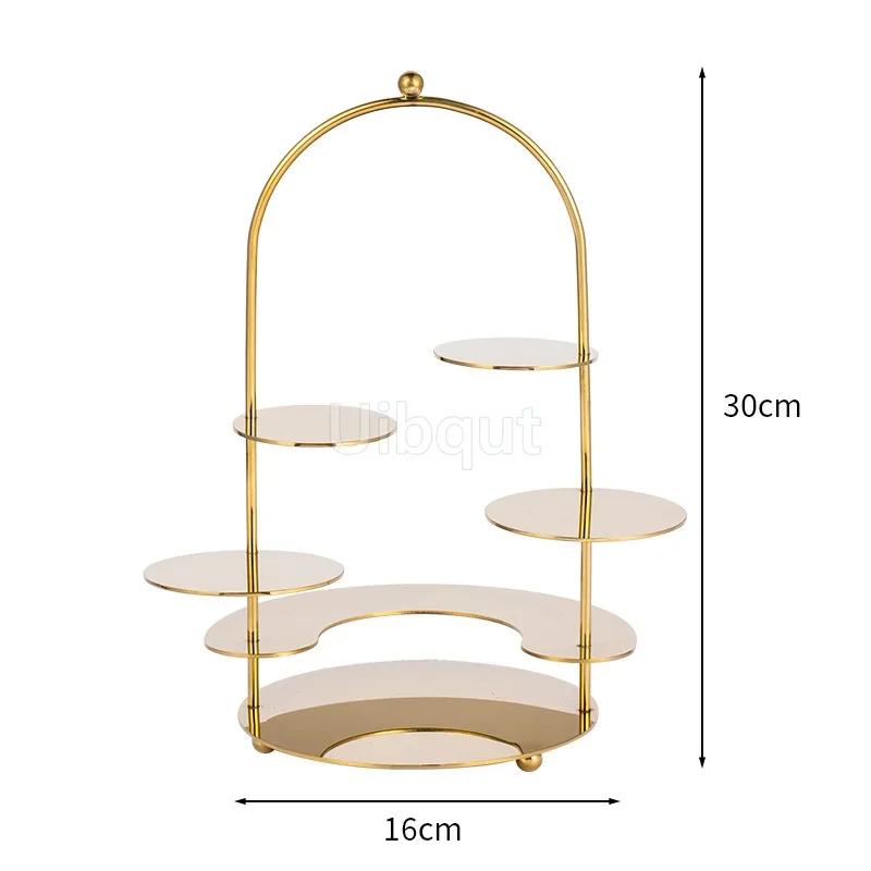 dessert table display rack bread table fruit tray Gold Dim sum Creative cake rack Restaurant Snack decoration Dessert rack