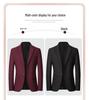 New Men's Wool Blend Business Casual Suit Jacket for Autumn and Spring - Iron-Free, Perfect for Middle-Aged Dads
