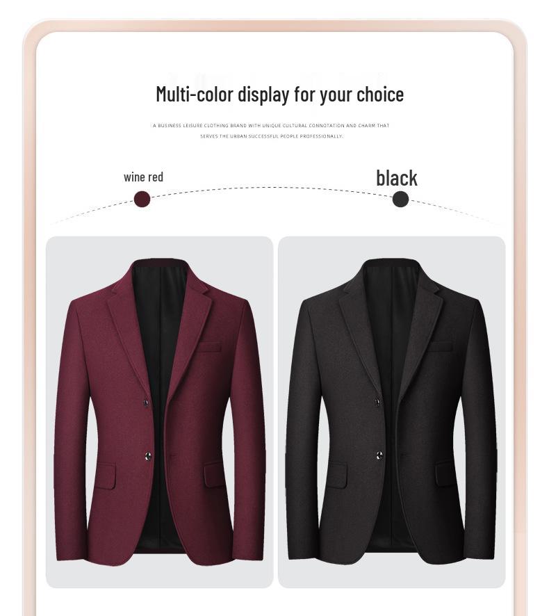 New Men's Wool Blend Business Casual Suit Jacket for Autumn and Spring - Iron-Free, Perfect for Middle-Aged Dads