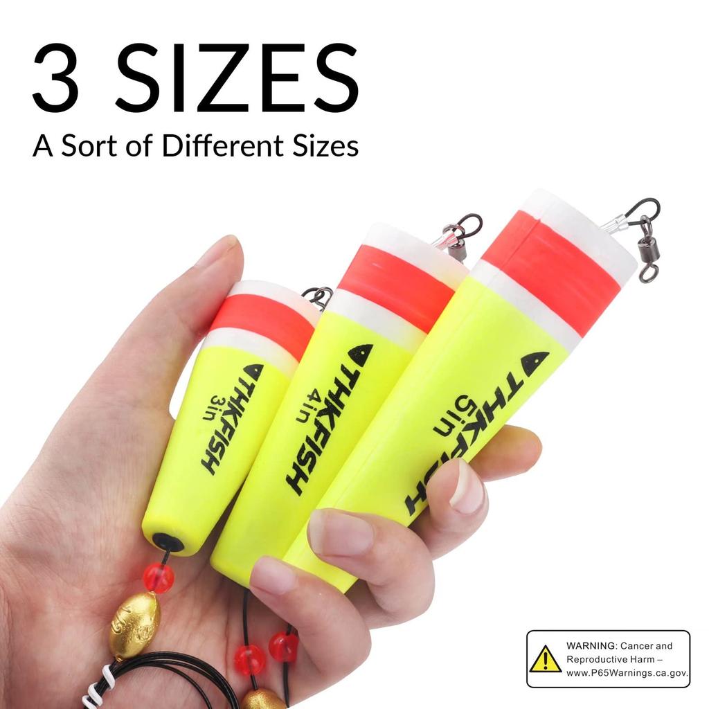 THKFISH Popping Fishing Floats with Yellow Wire 40g 4-Pack Cork, - Included,