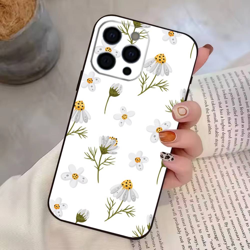Small F-Flowers   Phone Case For iPhone 17, 16,15,14,13,12,11 Plus,Pro Max, Others Soft Black Cover