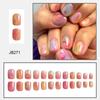 24pcs Press On Nails Colorful Gradient Bright White Fashionable Nails Short Square Nails Removable Fake Nails