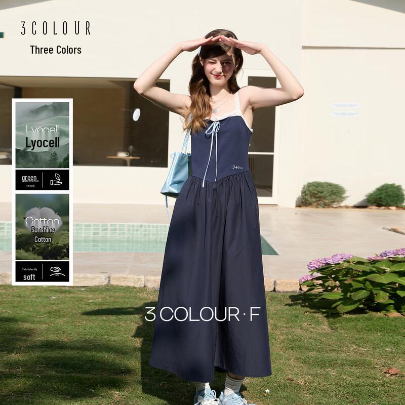 Off-Shoulder Ruffle Trim A-Line Sling Dress L