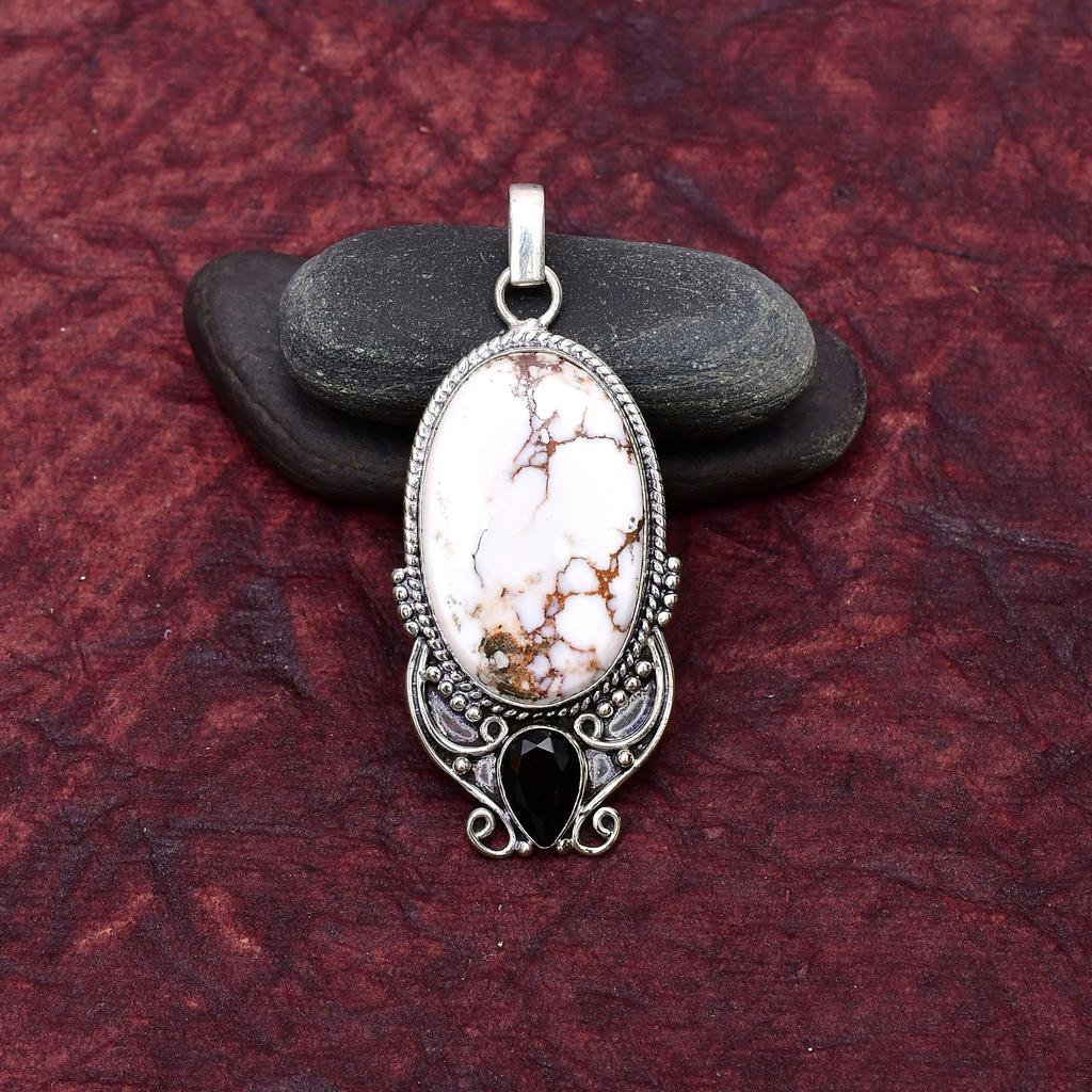 Awesome Wild Horse Gemstone Pendant: 925 Sterling Silver Handmade Pendant Necklace Jewelry