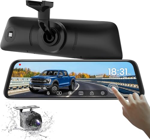AUTO-VOX T9 Комплект монитора с камерой заднего вида, Замена зеркала, 1080P, Ультра ночное видение, Руководство по установке, Сенсорная панель, Простое управление, Стабильный сигнал, Eme