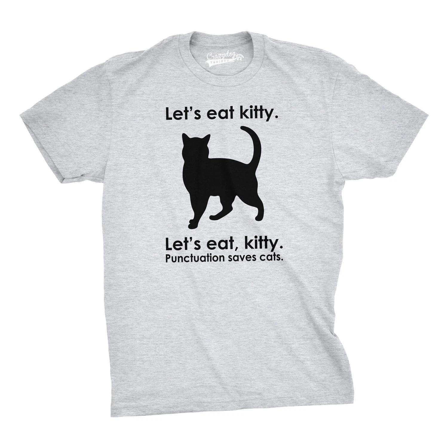 Let s Eat Kitty T Shirt Funny Punctuation Shirt Cat Tee M