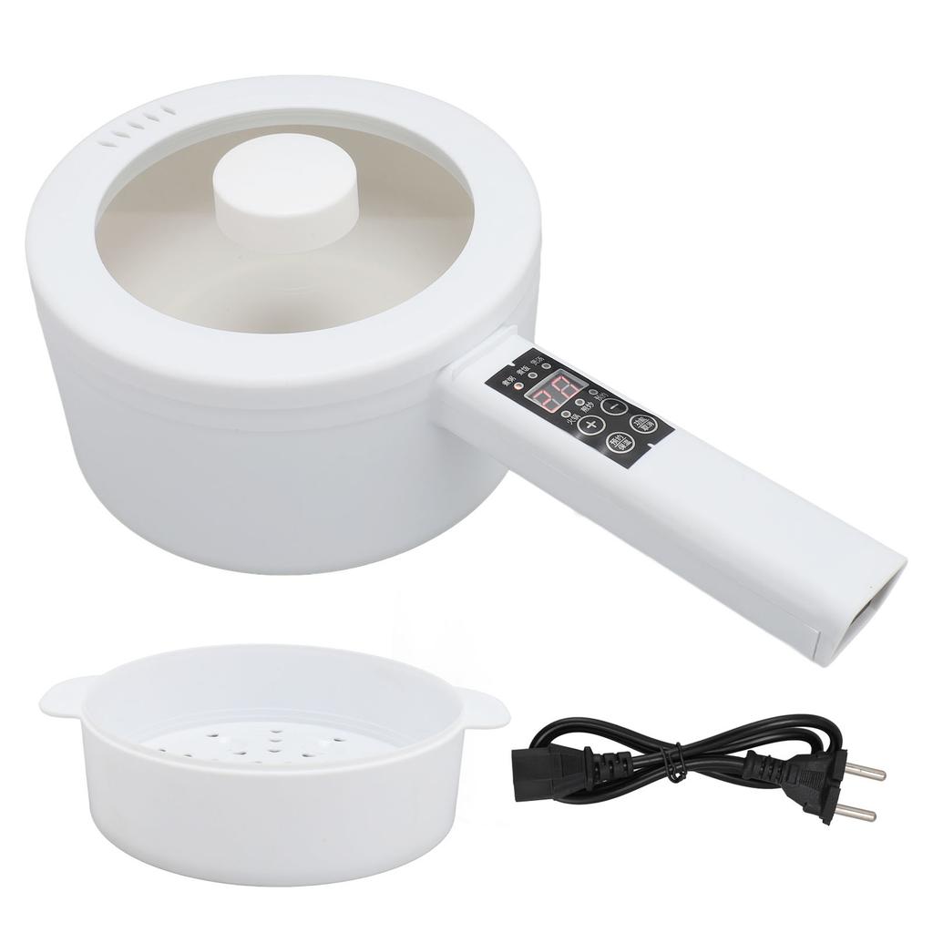 Elektrischer Kochtopf mit Dampftopf, 600 W, 1,8 l, langer Griff, tragbarer Multifunktions-Nudelkocher