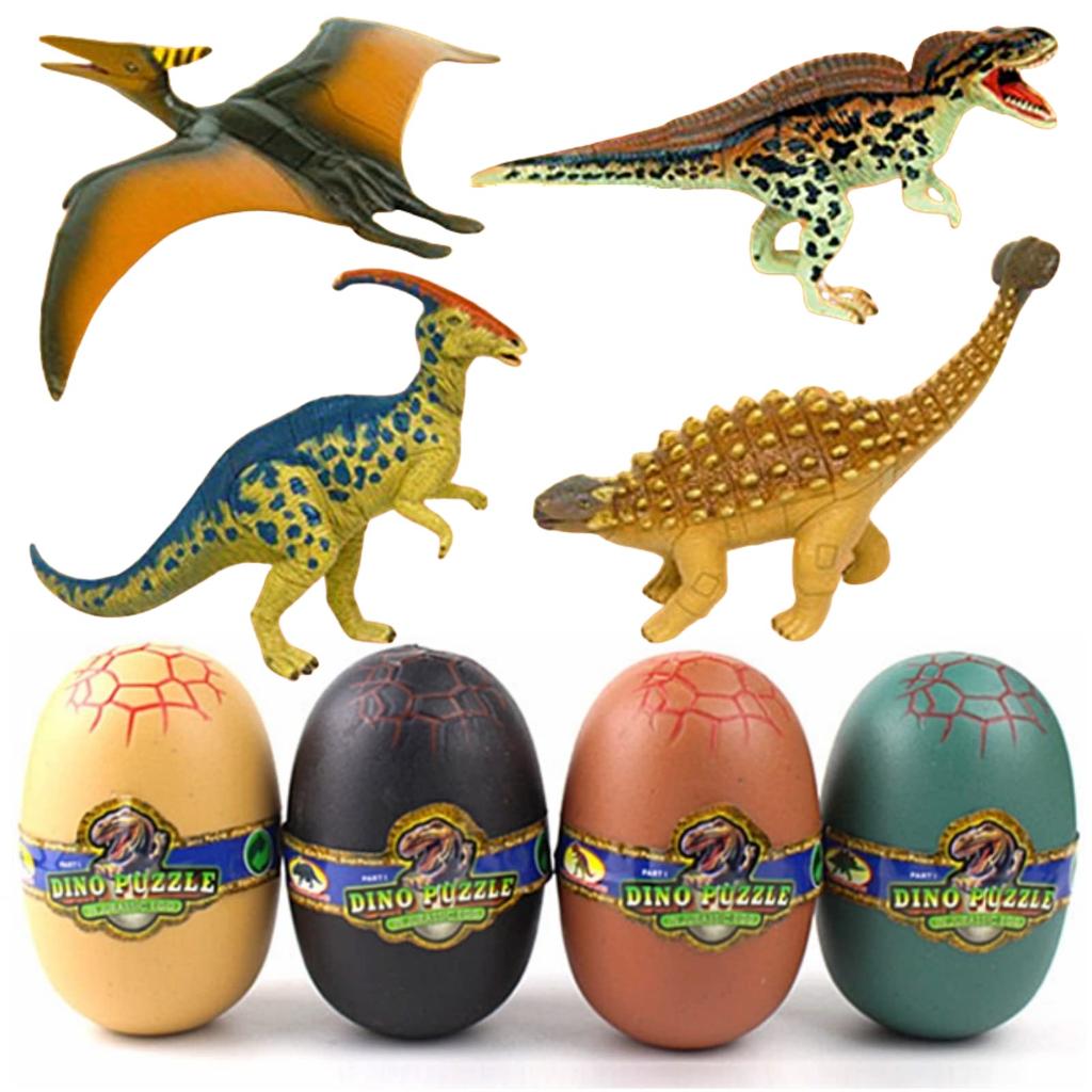 Heizi 4D Puslespill Zaurus DX Dinosaurusegg Sett med 4 Jurassic Utgravningsegg 3D Puslespill Samlefigur Leke Totalt 24 Typer (Type E)