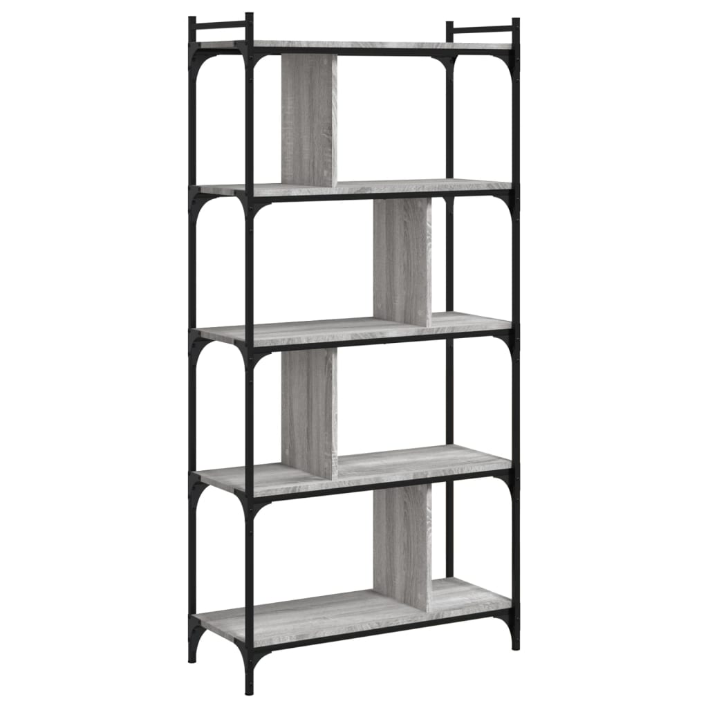 Bookshelf 5 Shelves Grey Sonoma 76 X 32 X 158 Cm Engineered Wood