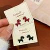 Retro Drip Oil Black Red Pony Ear Nails Simple Elegant Cartoon Earrings Ear Studs Cute Sweet Jewelry Accessories New Year Gifts