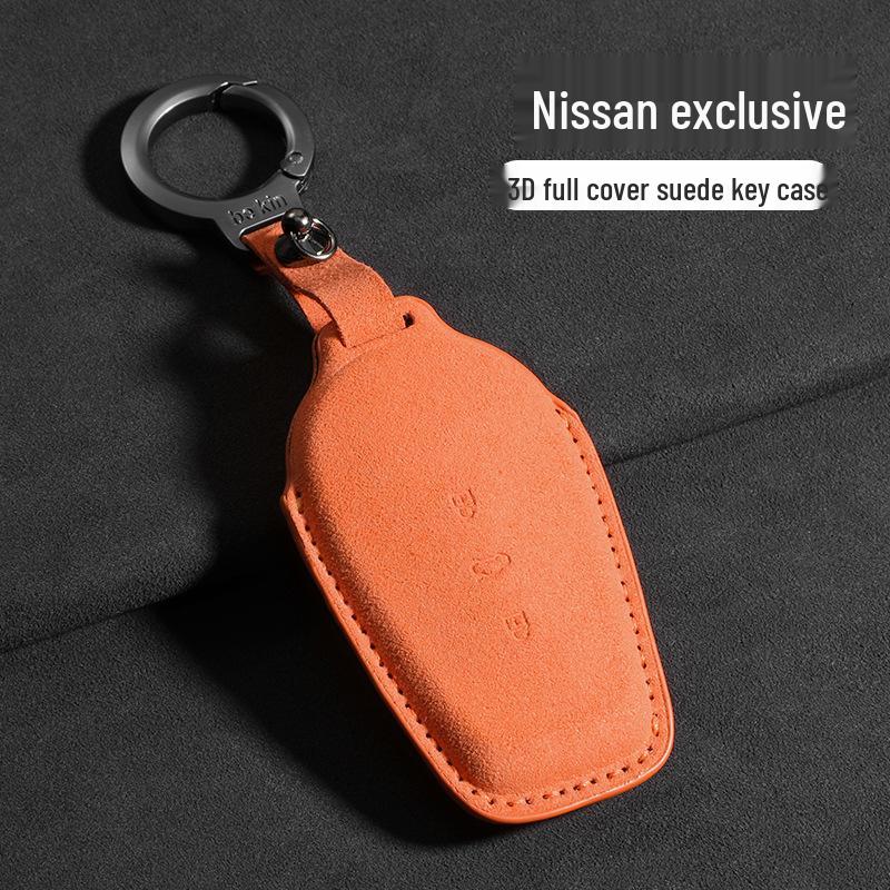 Nissan N7 Key Case: Suede Protective Shell with Buckle and Chain