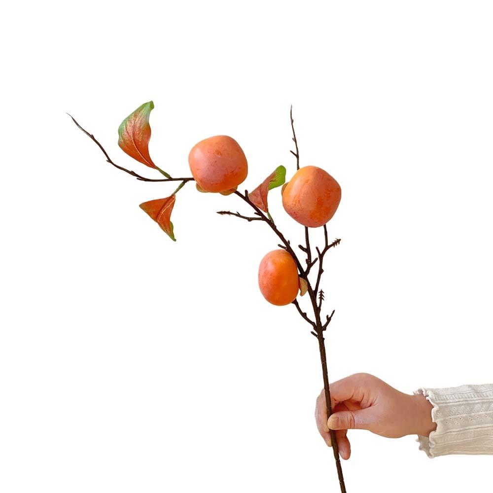 3/5/7 Heads Artificial Persimmon Branch Realistic Handmade Artificial Fruits Branches Plastic Foam Simulation Persimmon Fruit