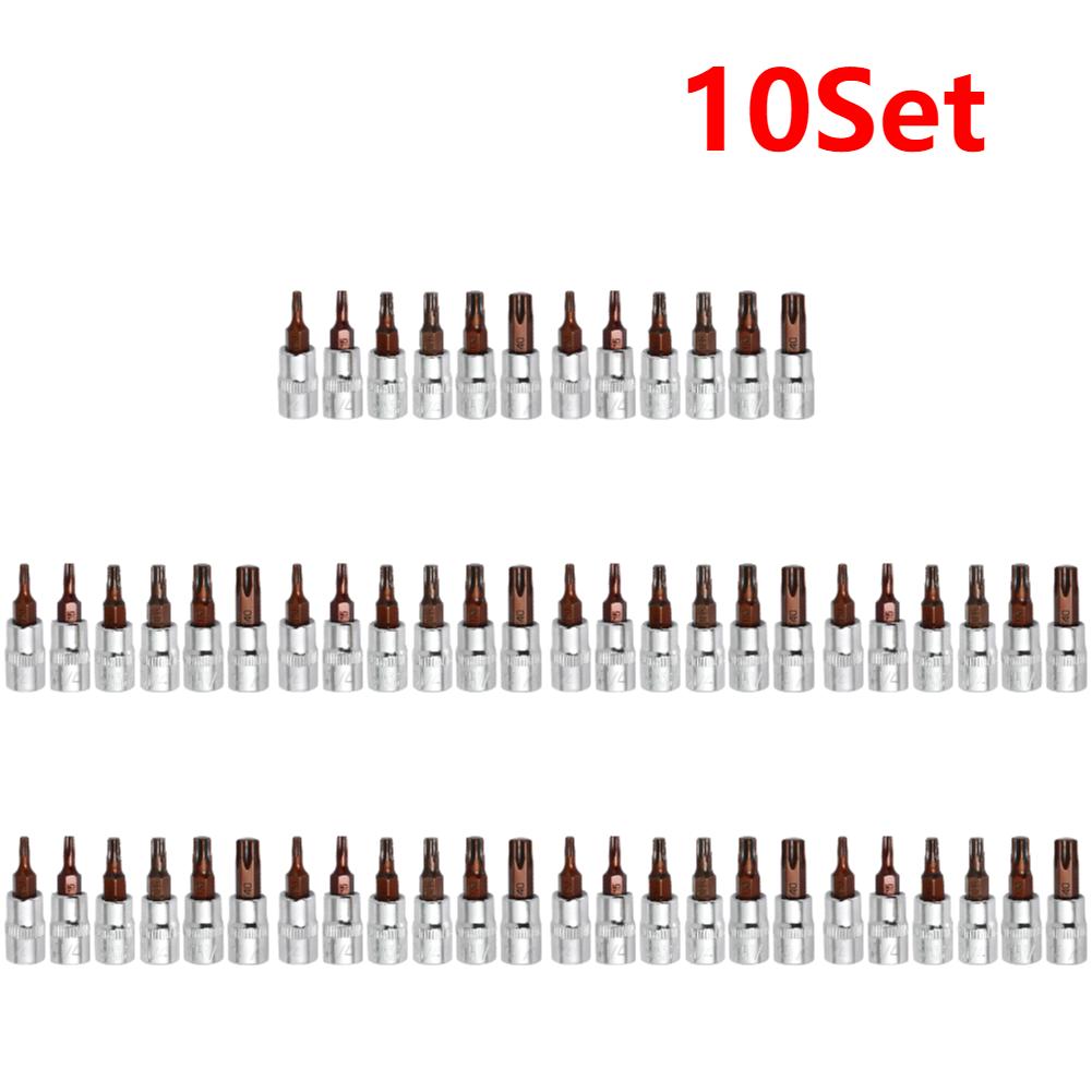6Pcs Torx Screwdriver Bits 1/4 Inch Drive Socket Head Tools T10 T15 T20 T25 T30 T40 Socket Wrench Adapter Hand Tools Accessories
