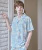 [Sunday Lounge] Blue Check Short Sleeve Pajama Set SMLDAST0077-BS [Shipped from Korea] 100% Authentic