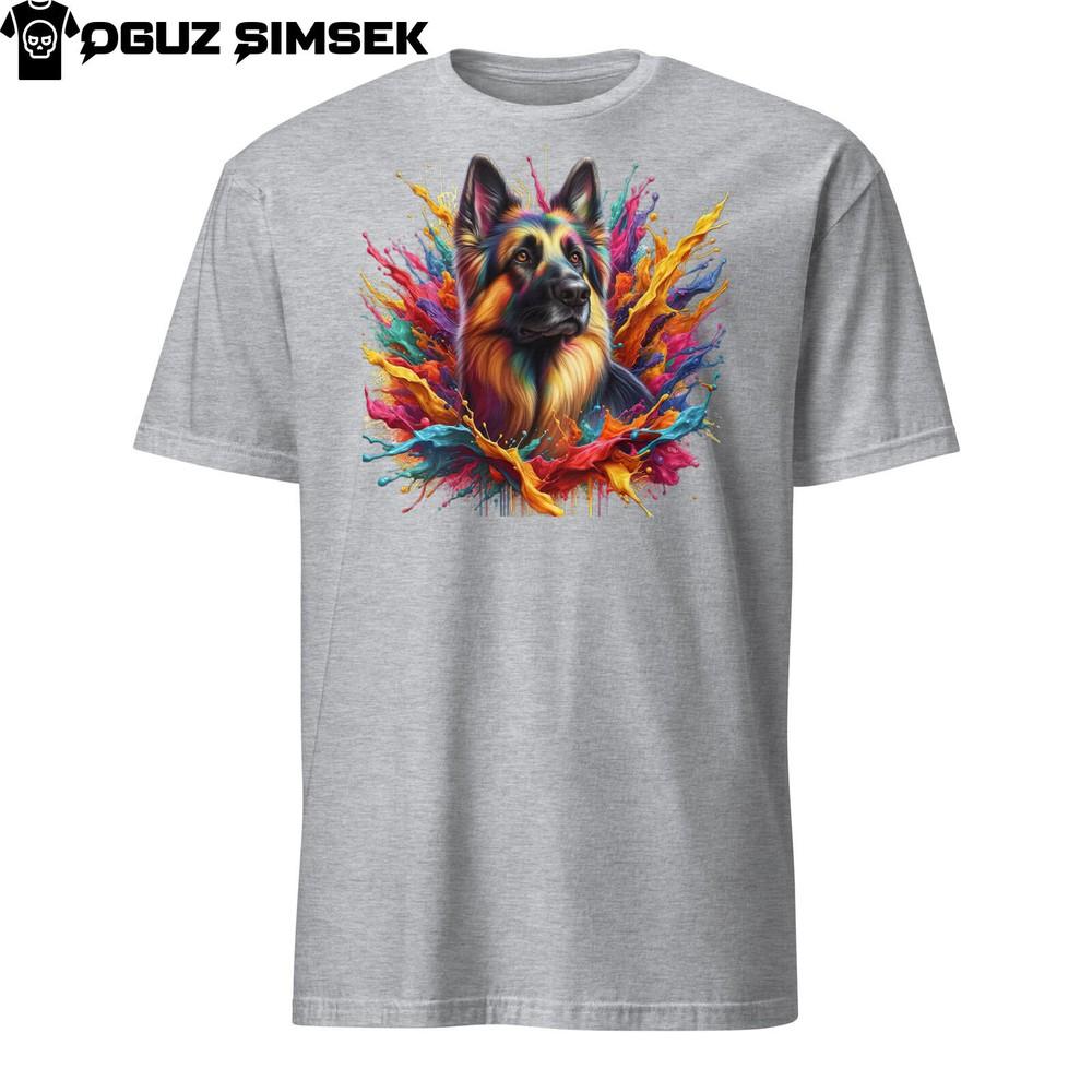 

Colorful German Shepherd Unisex T-Shirt | Vibrant Paint Splashes Design | S-3XL 2XL