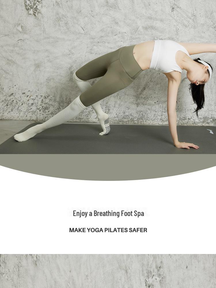Women's Non-Slip Over-the-Knee Yoga Socks - Slim Fit, Combed Cotton, Warm Pilates Sports Mid-Tube Socks