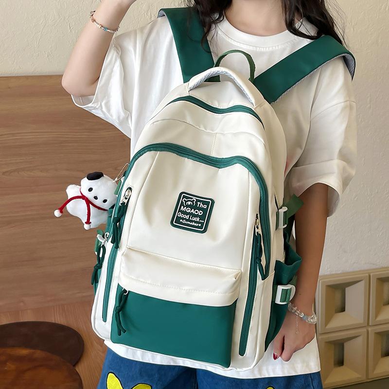 Student Schoolbag 2025 New Contrasting Color High-end Backpack Women's Large-capacity Casual Backpack