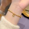 Golden Nuggets Women's Gold Disco Ball Beaded Bracelet - Crushed Silver Ancient Design Jewelry