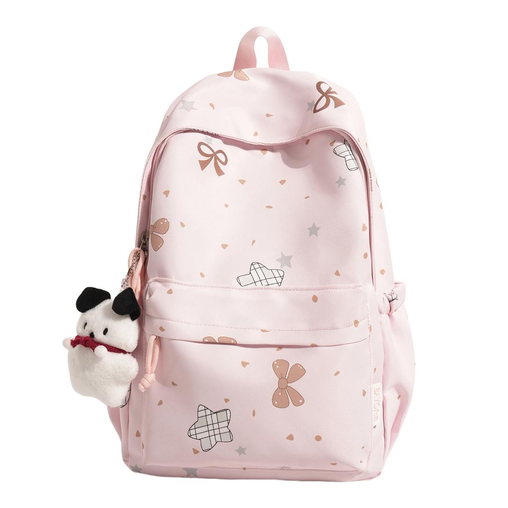 Schoolbag Korean Ins Fresh Star Bow Junior High School Girls High Value Large Capacity Lightweight High School Backpack