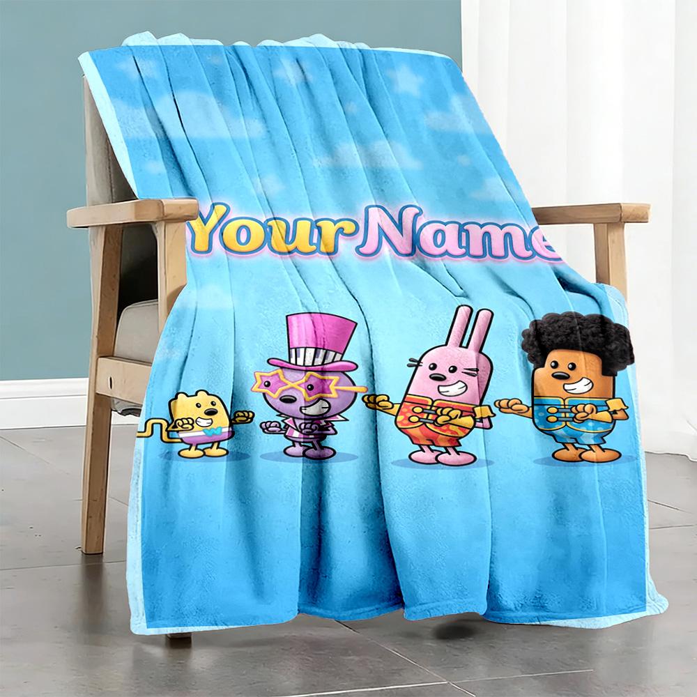 Wow! Wow! Wubbzy Customize Your Name Blanket Lightweight Customizable Blanket Durable Comfort Suitable for Bed Sofa Office Livingroom All-Season Use