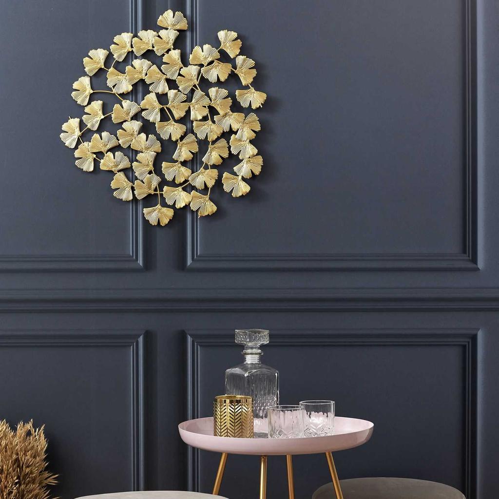 WALL DECORATION metal ginkgo golden glamour