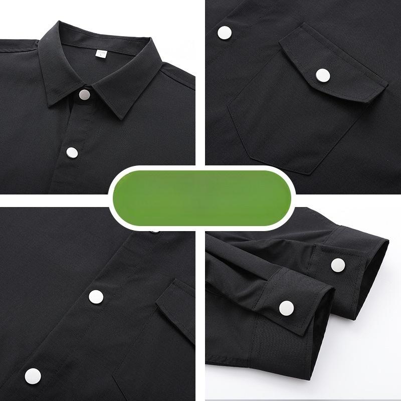 Spring And Autumn Men'S Solid Color Long Sleeve Shirt Men'S Lapel Shirt Jacket