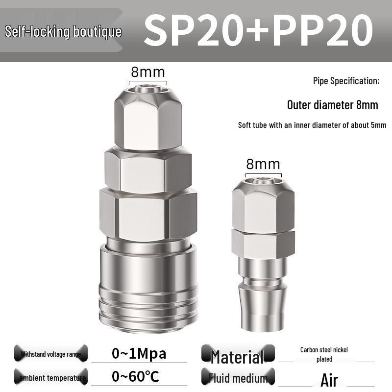 C-type Self-locking Pneumatic Quick Connector - Air Hose & Air Gun Male/Female Quick Connect Plug Accessories