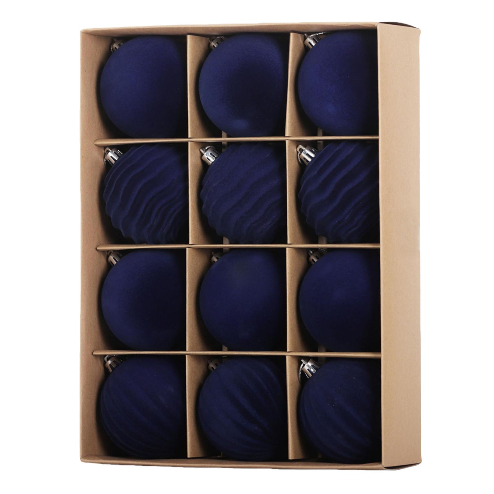 

3.1inch Velvet Christmas Ornaments Balls Flocked Christmas Tree12PCS Plastic Balls Xmas Hanging Ornaments Decoration One Size