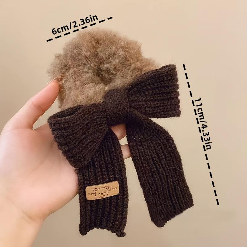 Knitted Bow Fluffy Hair Ties Set For Women Cute Cozy Soft Chic Bow Scrunchies Casual Hair Perfect For Birthday Holiday Party Favor Daily Wear Gifts
