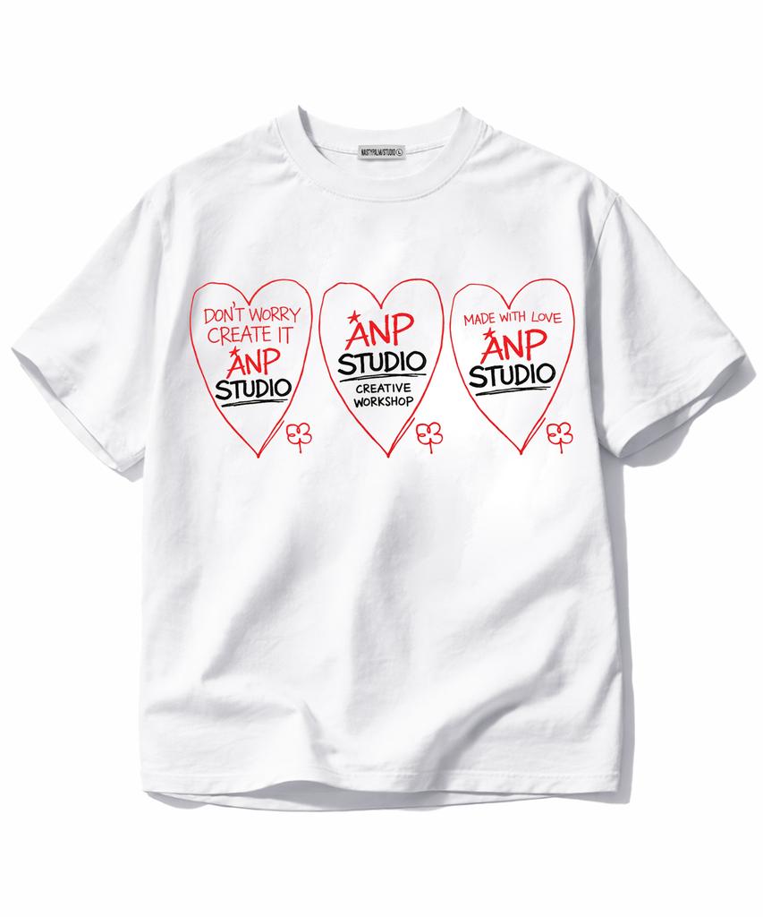 NP STUDIO Made With Love Oversized Short Sleeve T-Shirt [ White ]