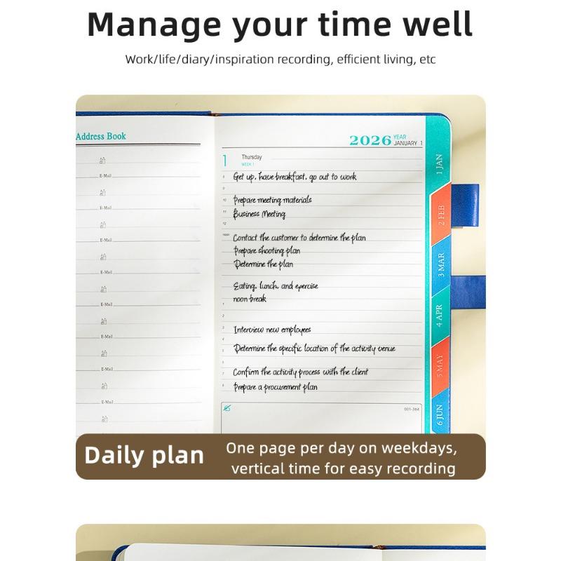 1PC 2026 Cross-border English Spanish Schedule Book Time Planner Thickened 365 Days Daily One Page Notepad
