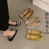Inner Heightening Suede Rhinestone French Small Single Shoes Women's Shoes 2025 New Spring and Autumn Evening Shoes Black Commuter Shoes
