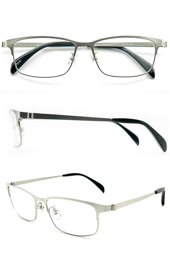 LANCETTI Reading Glasses Stylish Blue Light Cut Frequency Silver Matte Men's 3.0 LC-R701