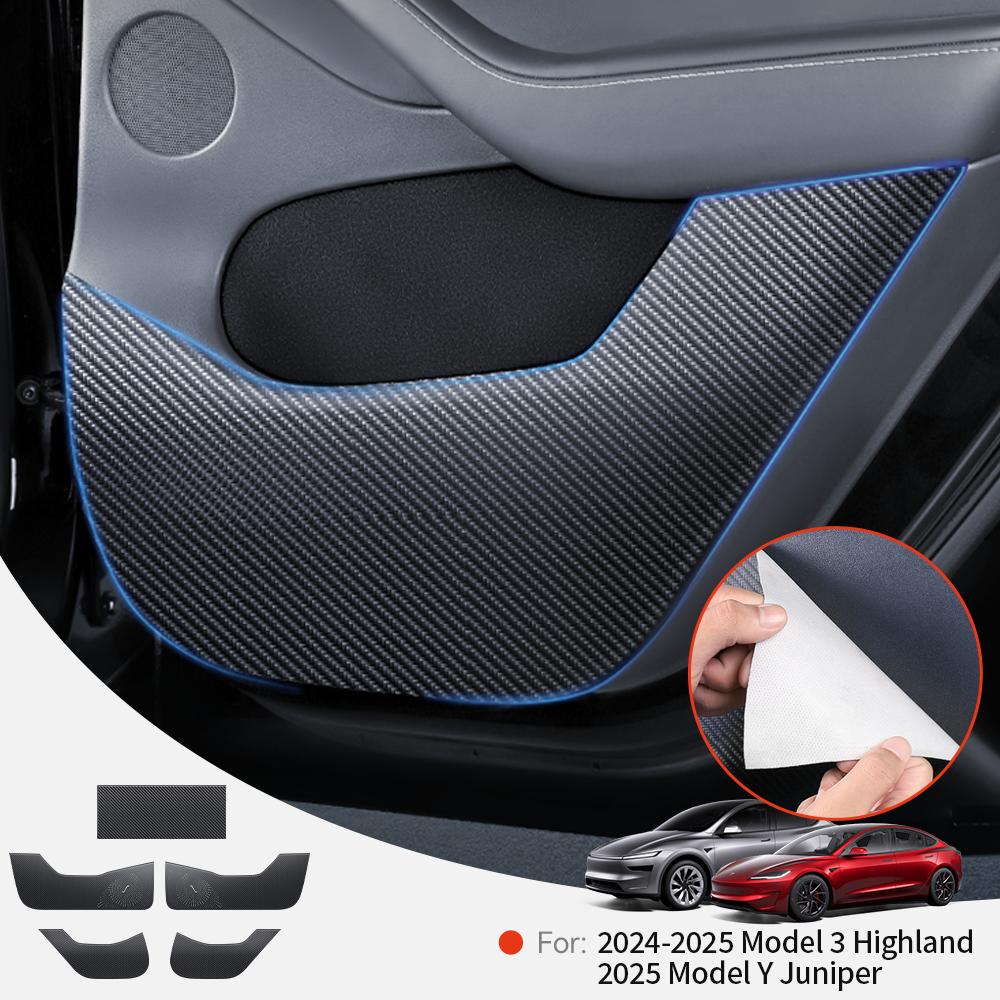 YZ For Tesla Model Y Juniper 2025 Car Door Anti-Kick Pad Leather Sticker Trim Kit Side Door Protector Cover Car Interior Decor