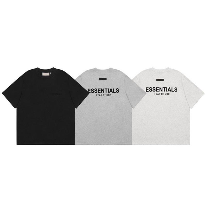 ESSENTIALS Double-line Flocking Trendy Unisex Cotton Short Sleeve & Shorts Set - Summer Casual