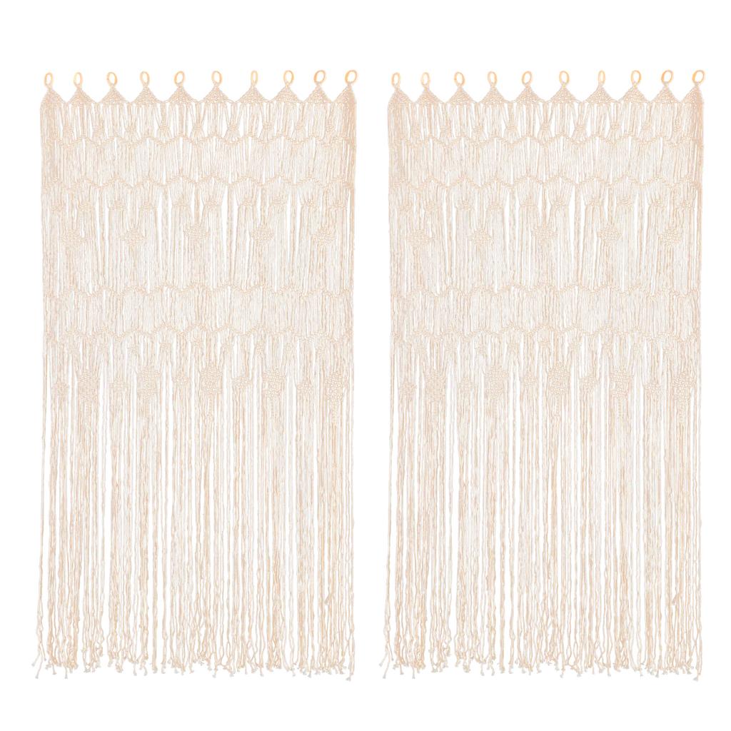 2* Boho Macrame Window Curtain Room Divider Doorway Curtain 78.7 X 39 Inches Large Long Macrame Wall Hanging for Home Decor