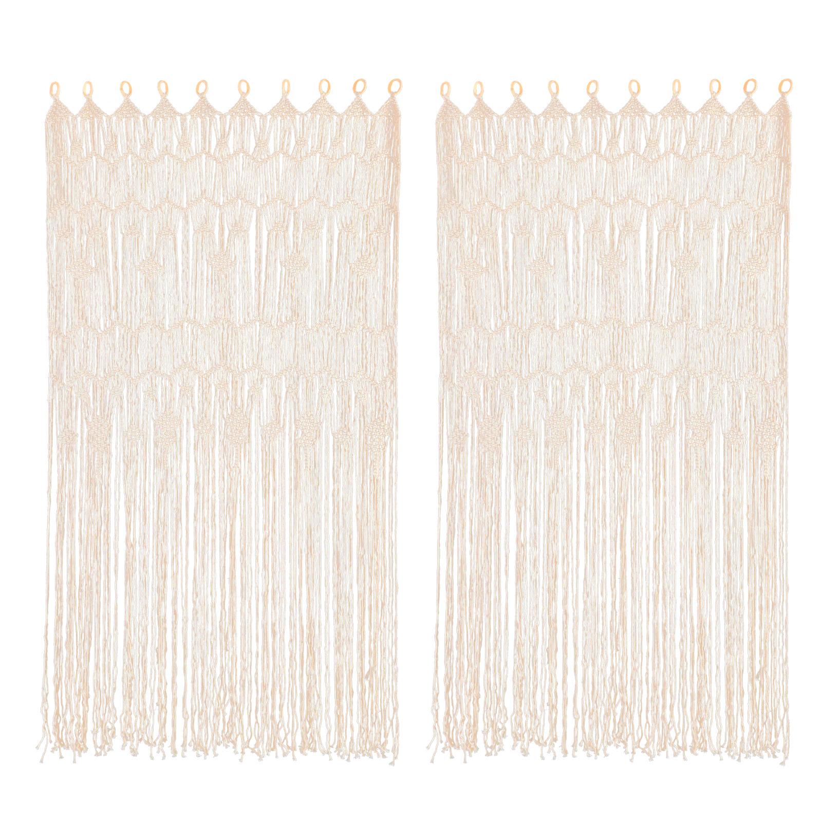 

2* Бохо Макраме Занавеска на Окно Разделитель Комнаты Занавеска для Дверного Проема 78,7 x 39 Дюймов Большая Длинная Макраме Настенное Панно для Домашнего Декора слоновая кость
